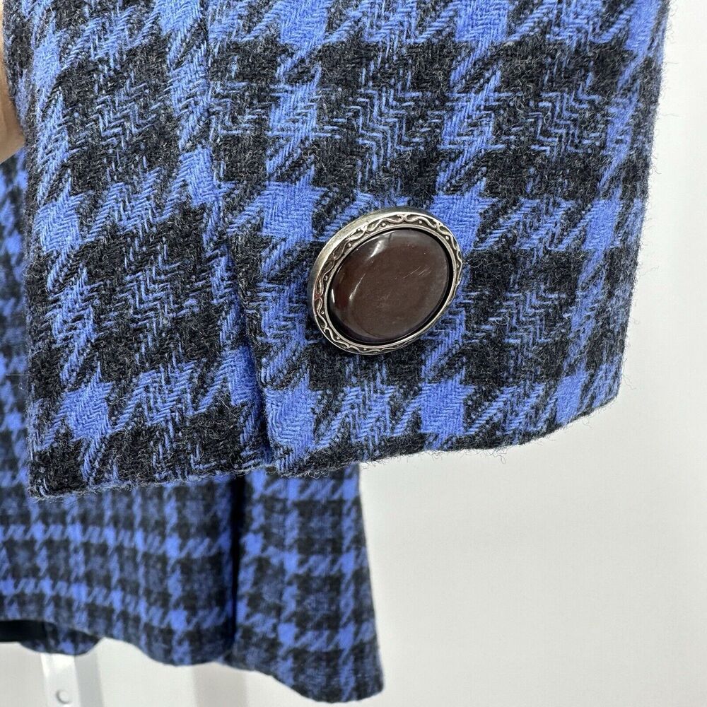 Vintage Pendleton Women Blazer Size 10 Blue Black Houndstooth 100% Virgin Wool - Picture 3 of 6